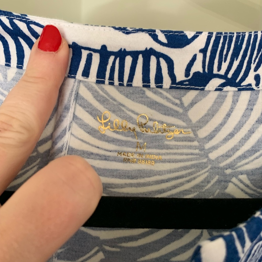 Lilly Pulitzer catch 3/4 sleeve Aegean navy beach path dress size m - Picture 3 of 7
